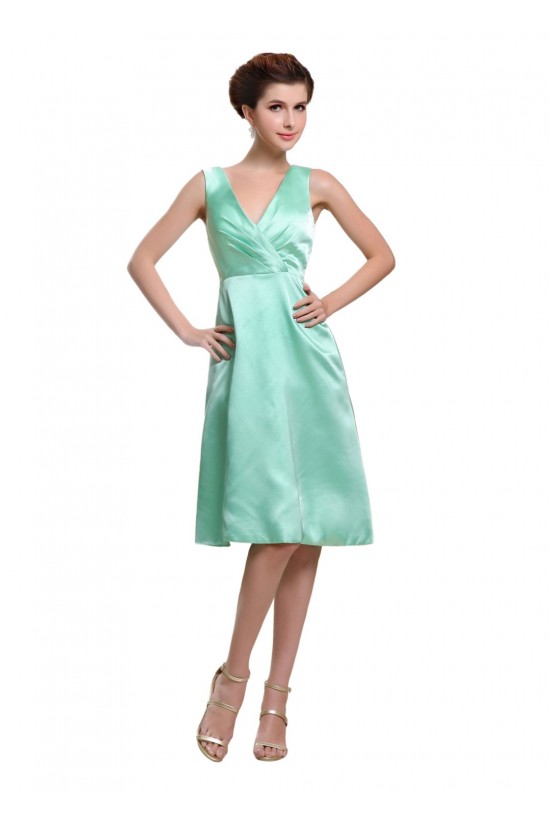 A-Line V-Neck Knee-Length Mint Green Satin Bridesmaid Dresses/Wedding Party Dresses BD010180 A-Line V-Neck Knee-Length Mint Green Satin Bridesmaid Dresses/Wedding Party Dresses BD010180
