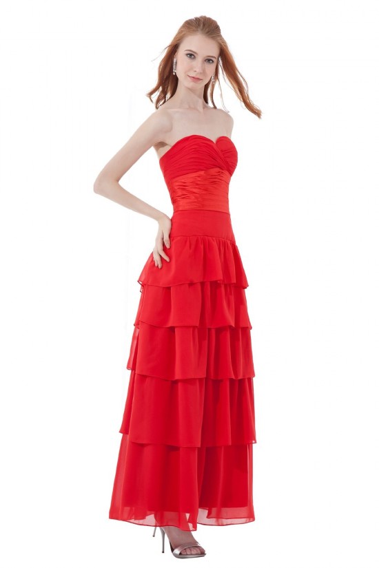A-Line Sweetheart Long Red Chiffon Bridesmaid Dresses/Wedding Party Dresses BD010186 A-Line Sweetheart Long Red Chiffon Bridesmaid Dresses/Wedding Party Dresses BD010186