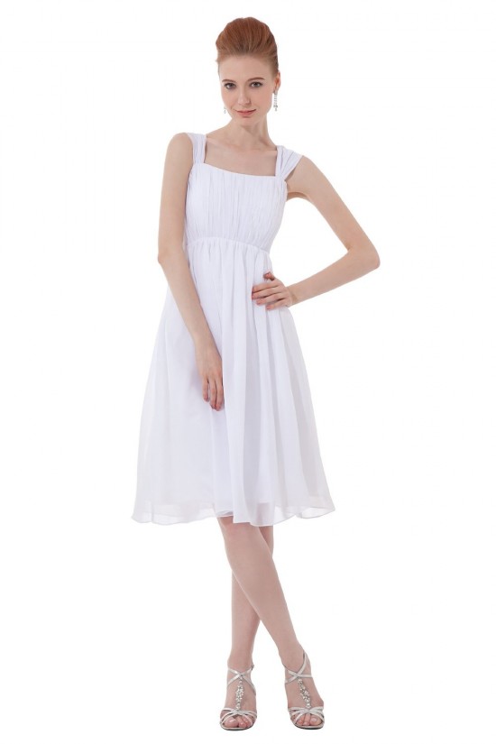 A-Line Straps Short White Chiffon Bridesmaid Dresses/Wedding Party Dresses BD010190 A-Line Straps Short White Chiffon Bridesmaid Dresses/Wedding Party Dresses BD010190