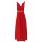 A-Line V-Neck Red Chiffon and Lace Back Long Bridesmaid Dresses/Wedding Party Dresses BD010195