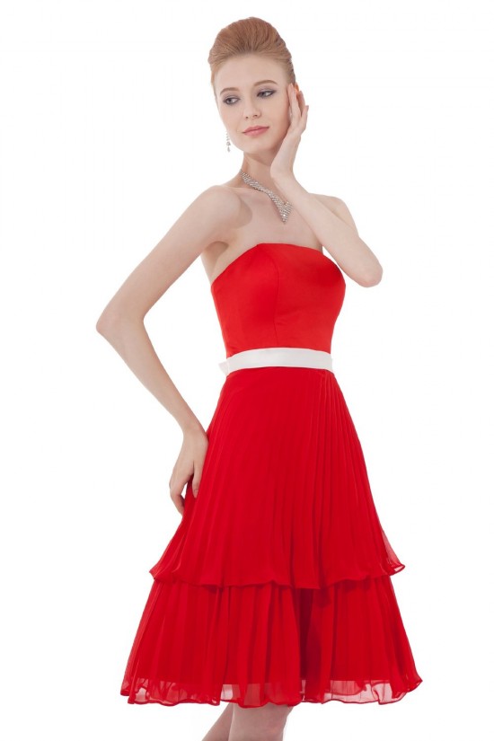 A-Line Strapless Short Red Pleated Bridesmaid Dresses/Wedding Party Dresses BD010197 A-Line Strapless Short Red Pleated Bridesmaid Dresses/Wedding Party Dresses BD010197