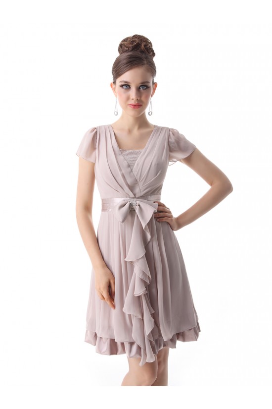 A-Line Short Sleeve Chiffon Bridesmaid Dresses/Wedding Party Dresses BD010207 A-Line Short Sleeve Chiffon Bridesmaid Dresses/Wedding Party Dresses BD010207