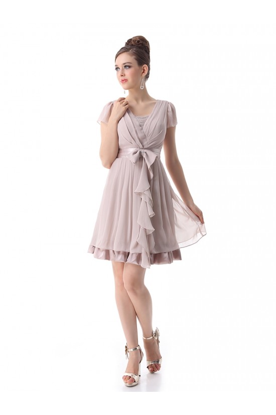 A-Line Short Sleeve Chiffon Bridesmaid Dresses/Wedding Party Dresses BD010207 A-Line Short Sleeve Chiffon Bridesmaid Dresses/Wedding Party Dresses BD010207