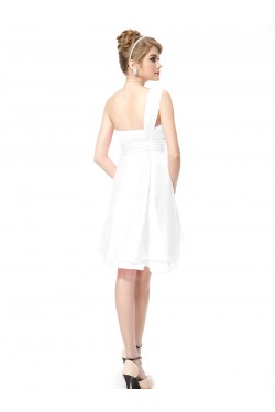 A-Line One-Shoulder Short White Bridesmaid Dresses/Wedding Party Dresses BD010211