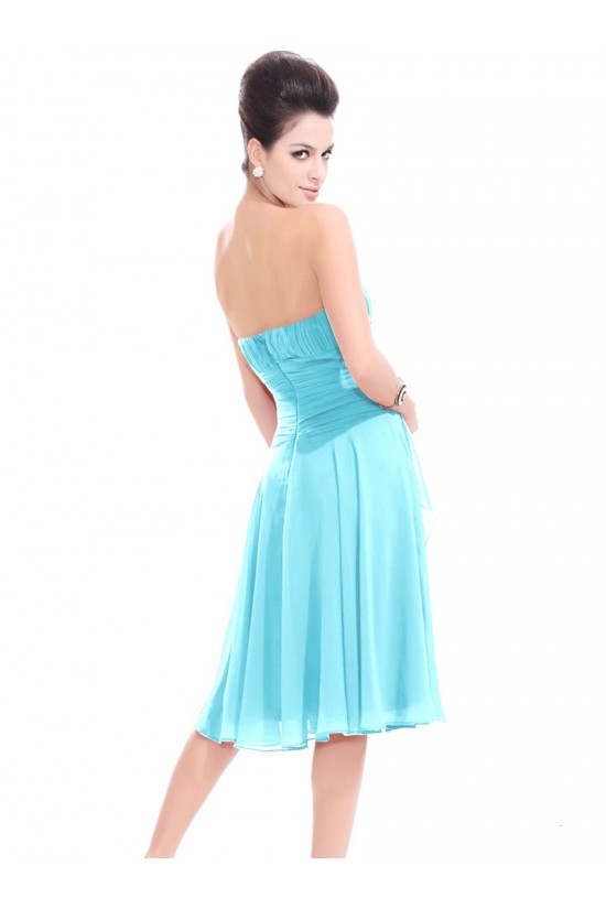 A-Line Strapless Blue Knee-Length Chiffon Bridesmaid Dresses/Wedding Party Dresses BD010216 A-Line Strapless Blue Knee-Length Chiffon Bridesmaid Dresses/Wedding Party Dresses BD010216