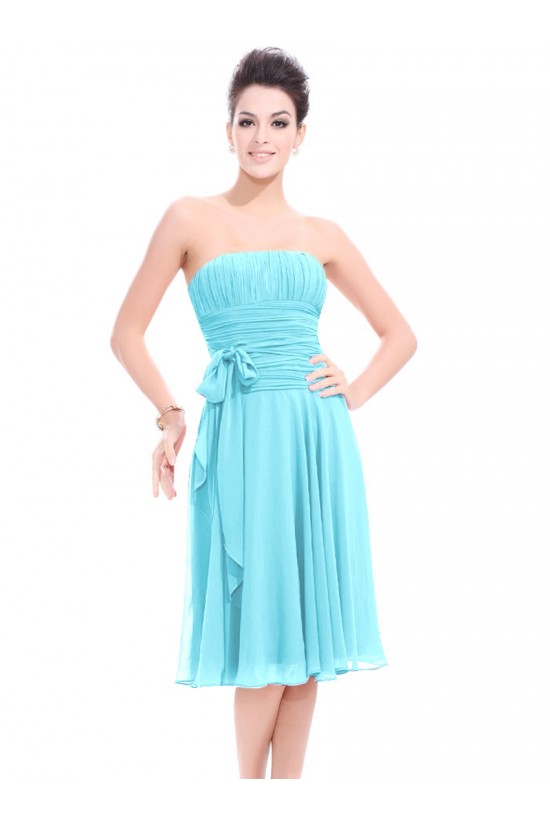 A-Line Strapless Blue Knee-Length Chiffon Bridesmaid Dresses/Wedding Party Dresses BD010216 A-Line Strapless Blue Knee-Length Chiffon Bridesmaid Dresses/Wedding Party Dresses BD010216