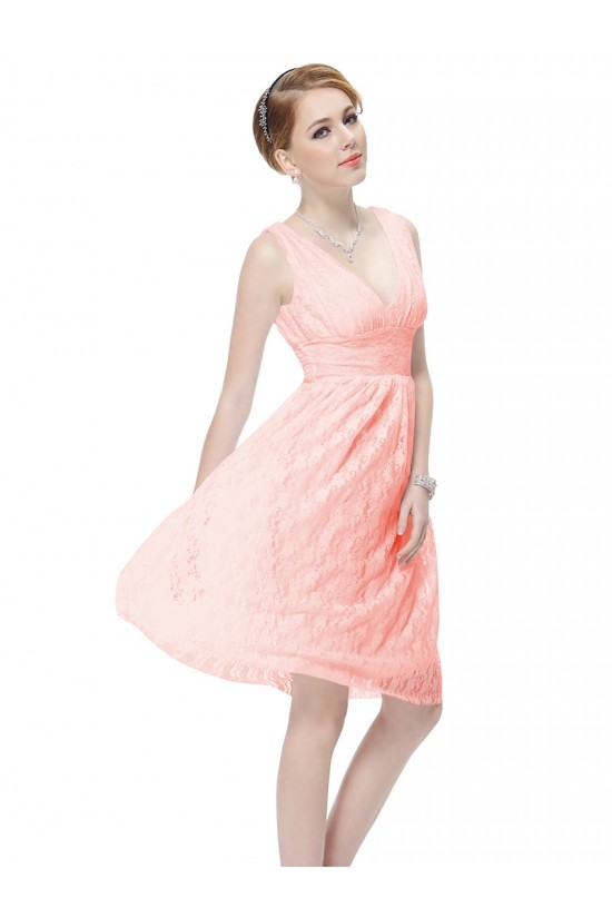 A-Line V-Neck Lace Knee-Length Pink Bridesmaid Dresses/Wedding Party Dresses BD010217 A-Line V-Neck Lace Knee-Length Pink Bridesmaid Dresses/Wedding Party Dresses BD010217
