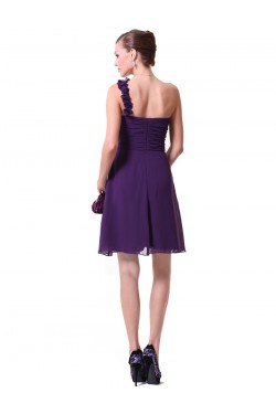 A-Line One-Shoulder Short Purple Chiffon Bridesmaid Dresses/Wedding Party Dresses BD010220