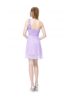 A-Line One-Shoulder Short Lilac Chiffon Bridesmaid Dresses/Wedding Party Dresses BD010221