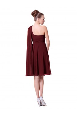 A-Line Empire One-Shoulder Short Chiffon Bridesmaid Dresses/Wedding Party Dresses BD010223