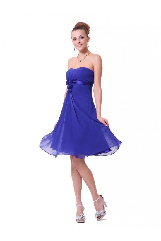 A-Line Strapless Royal Blue Chiffon Short Bridesmaid Dresses/Wedding Party Dresses BD010225 A-Line Strapless Royal Blue Chiffon Short Bridesmaid Dresses/Wedding Party Dresses BD010225