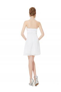 A-Line Strapless White Chiffon Short Bridesmaid Dresses/Wedding Party Dresses BD010226