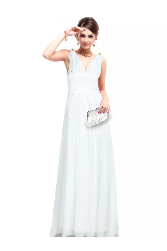 A-Line V-Neck Long White Chiffon Bridesmaid Dresses/Wedding Party Dresses BD010245 A-Line V-Neck Long White Chiffon Bridesmaid Dresses/Wedding Party Dresses BD010245