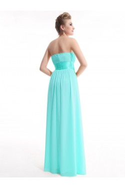 A-Line Empire Strapless Long Blue Chiffon Bridesmaid Dresses/Wedding Party Dresses/Maternity Dresses BD010250
