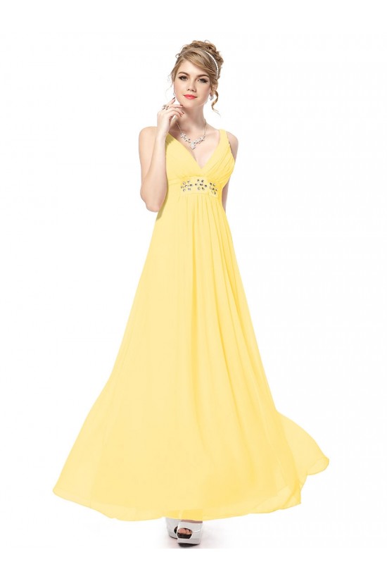 Empire Long Yellow Beaded Chiffon Bridesmaid Dresses/Maternity Evening Dresses BD010261