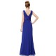 Sheath V-Neck Long Royal Blue Chiffon Bridesmaid Dresses/Evening Dresses BD010265
