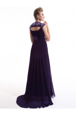 A-Line Long Purple Chiffon Bridesmaid Dresses/Evening Dresses BD010274