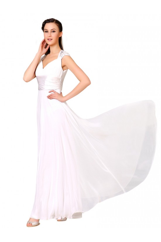 A-Line Long White Chiffon Bridesmaid Dresses/Evening Dresses BD010275 A-Line Long White Chiffon Bridesmaid Dresses/Evening Dresses BD010275