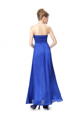 A-Line Strapless Long Royal Blue Chiffon Bridesmaid Dresses/Evening Dresses BD010279