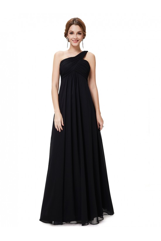 Empire One-Shoulder Long Black Chiffon Bridesmaid Dresses/Evening Dresses/Maternity Dresses BD010291 Empire One-Shoulder Long Black Chiffon Bridesmaid Dresses/Evening Dresses/Maternity Dresses BD010291