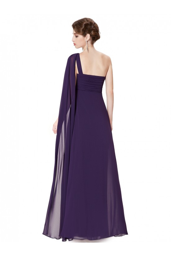 Empire One-Shoulder Long Purple Chiffon Bridesmaid Dresses/Evening Dresses/Maternity Dresses BD010295