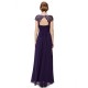 A-Line Cap-Sleeve Long Purple Chiffon Bridesmaid Dresses/Evening Dresses BD010302