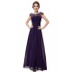 A-Line Cap-Sleeve Long Purple Chiffon Bridesmaid Dresses/Evening Dresses BD010302