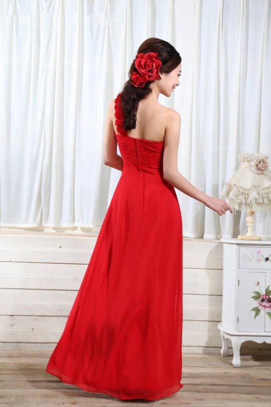 Empire One-Shoulder Long Red Chiffon Bridesmaid Dresses/Evening Dresses/Maternity Dresses BD010304 Empire One-Shoulder Long Red Chiffon Bridesmaid Dresses/Evening Dresses/Maternity Dresses BD010304