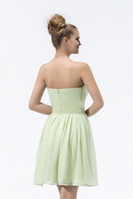 A-Line Strapless Short Green Chiffon Bridesmaid Dresses/Wedding Party Dresses BD010313 A-Line Strapless Short Green Chiffon Bridesmaid Dresses/Wedding Party Dresses BD010313