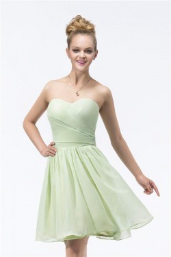 A-Line Strapless Short Green Chiffon Bridesmaid Dresses/Wedding Party Dresses BD010313