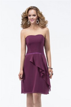 A-Line Strapless Short Chiffon Bridesmaid Dresses/Wedding Party Dresses BD010314