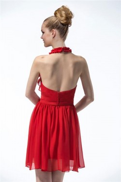 A-Line Halter Short Red Bridesmaid Dresses/Cocktail/Homecoming Dresses BD010316