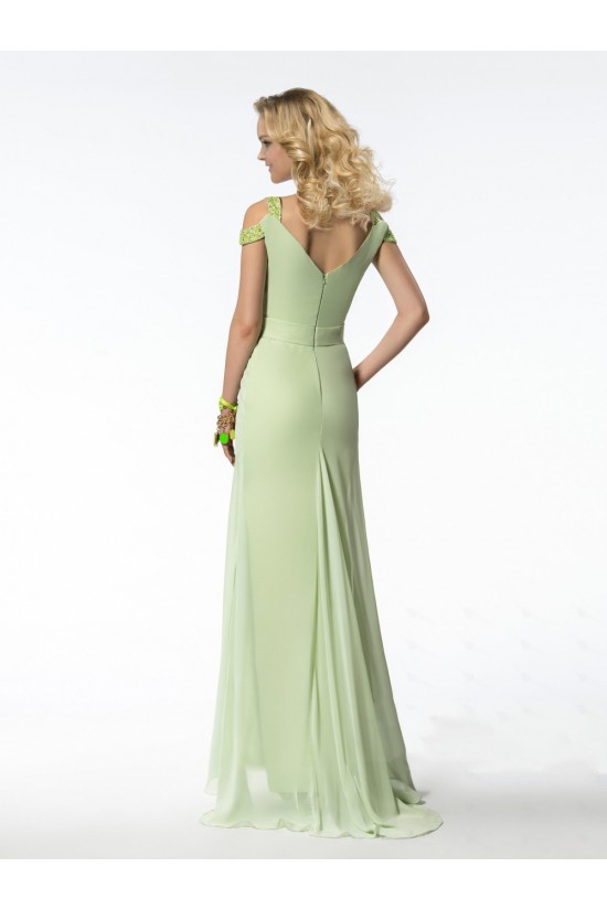 Sheath V-Neck Green Beaded Long Chiffon Bridesmaid Dresses/Evening Dresses BD010317 Sheath V-Neck Green Beaded Long Chiffon Bridesmaid Dresses/Evening Dresses BD010317