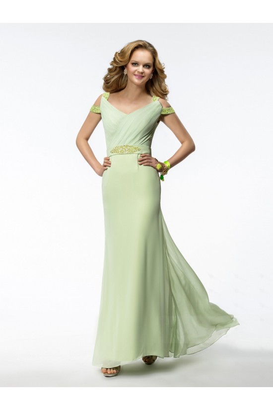 Sheath V-Neck Green Beaded Long Chiffon Bridesmaid Dresses/Evening Dresses BD010317 Sheath V-Neck Green Beaded Long Chiffon Bridesmaid Dresses/Evening Dresses BD010317