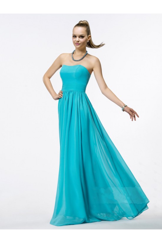 A-Line Strapless Long Blue Chiffon Bridesmaid Dresses/Wedding Party Dresses BD010318 A-Line Strapless Long Blue Chiffon Bridesmaid Dresses/Wedding Party Dresses BD010318