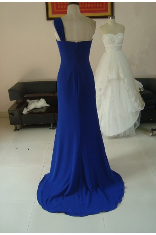 A-Line Removable One-Shoulder Long Blue Chiffon Bridesmaid Dresses/Wedding Party Dresses BD010326 A-Line Removable One-Shoulder Long Blue Chiffon Bridesmaid Dresses/Wedding Party Dresses BD010326