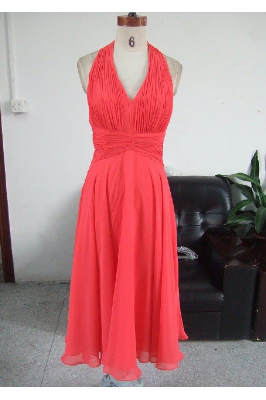 A-Line V-Neck Halter Short Chiffon Bridesmaid Dresses/Wedding Party Dresses BD010329 A-Line V-Neck Halter Short Chiffon Bridesmaid Dresses/Wedding Party Dresses BD010329