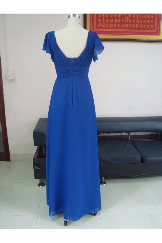 Sheath/Column V-Neck Long Royal Blue Chiffon Bridesmaid Dresses/Wedding Party Dresses BD010335 Sheath/Column V-Neck Long Royal Blue Chiffon Bridesmaid Dresses/Wedding Party Dresses BD010335