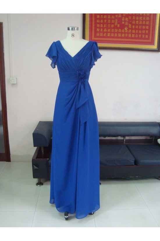 Sheath/Column V-Neck Long Royal Blue Chiffon Bridesmaid Dresses/Wedding Party Dresses BD010335 Sheath/Column V-Neck Long Royal Blue Chiffon Bridesmaid Dresses/Wedding Party Dresses BD010335