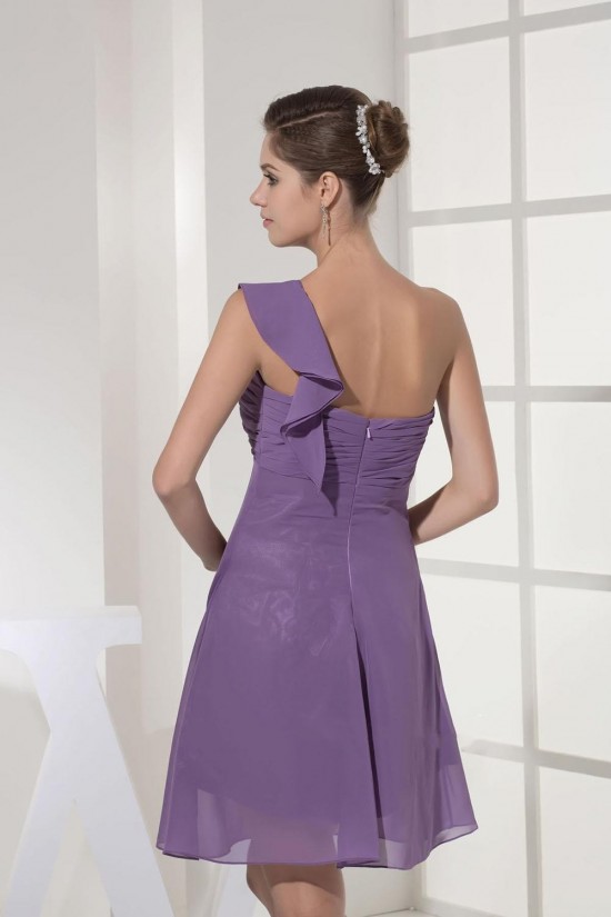 A-Line One-Shoulder Short Chiffon Bridesmaid Dresses/Wedding Party Dresses BD010348