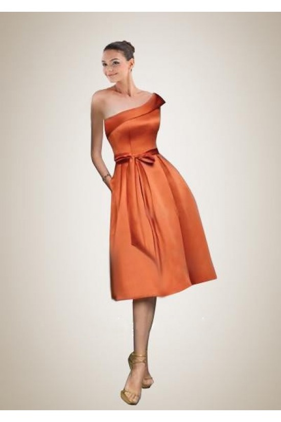 A-Line One-Shoulder Short Satin Bridesmaid Dresses/Wedding Party Dresses BD010352 A-Line One-Shoulder Short Satin Bridesmaid Dresses/Wedding Party Dresses BD010352