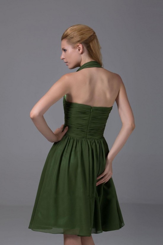 A-Line Halter Short Green Chiffon Bridesmaid Dresses/Wedding Party Dresses BD010356 A-Line Halter Short Green Chiffon Bridesmaid Dresses/Wedding Party Dresses BD010356