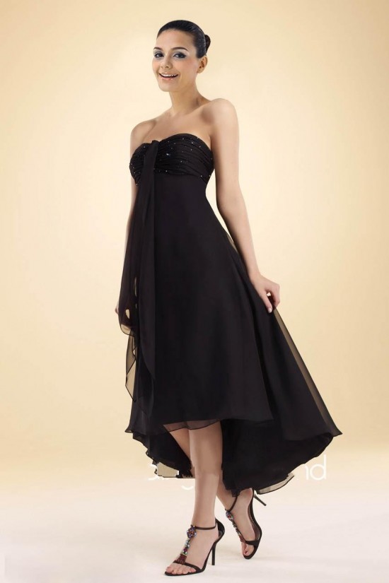 High Low Strapless Black Chiffon Bridesmaid Dresses/Wedding Party Dresses BD010364 High Low Strapless Black Chiffon Bridesmaid Dresses/Wedding Party Dresses BD010364