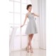 A-Line Bateau Short Grey Chiffon Bridesmaid Dresses/Wedding Party Dresses BD010370 A-Line Bateau Short Grey Chiffon Bridesmaid Dresses/Wedding Party Dresses BD010370