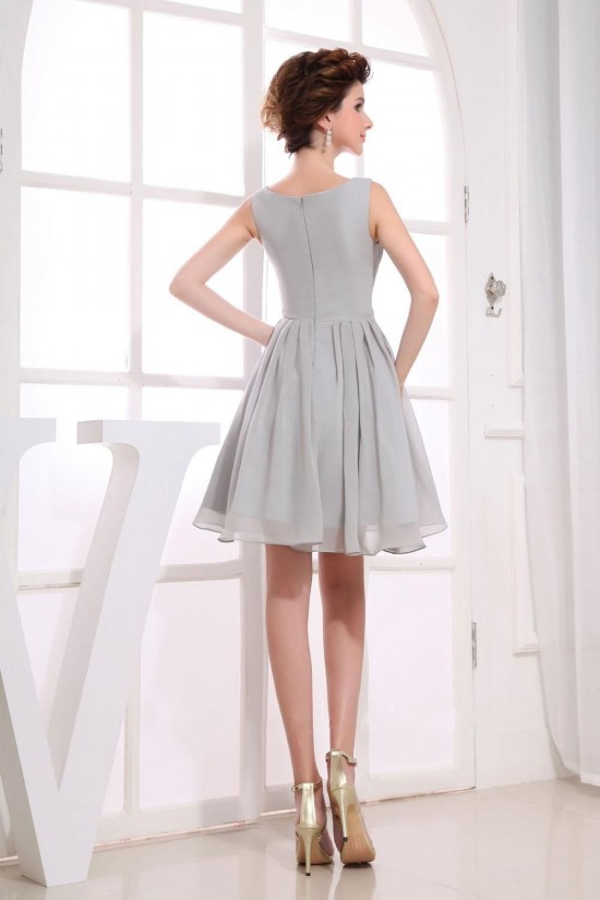 A-Line Bateau Short Grey Chiffon Bridesmaid Dresses/Wedding Party Dresses BD010370 A-Line Bateau Short Grey Chiffon Bridesmaid Dresses/Wedding Party Dresses BD010370