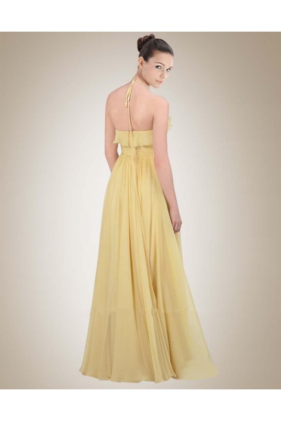 A-Line Halter Long Yellow Chiffon Bridesmaid Dresses/Wedding Party Dresses BD010383 A-Line Halter Long Yellow Chiffon Bridesmaid Dresses/Wedding Party Dresses BD010383