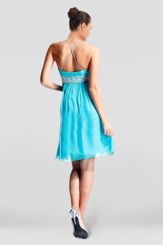A-Line Beaded Short Blue Chiffon Bridesmaid Dresses/Wedding Party Dresses BD010389 A-Line Beaded Short Blue Chiffon Bridesmaid Dresses/Wedding Party Dresses BD010389