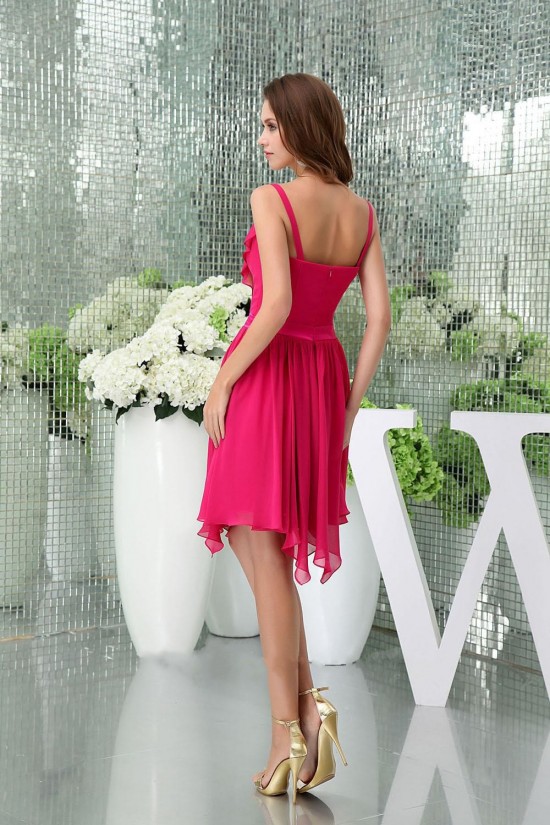 A-Line Spaghetti Strap Hot Pink Short Chiffon Bridesmaid Dresses/Wedding Party Dresses BD010421 A-Line Spaghetti Strap Hot Pink Short Chiffon Bridesmaid Dresses/Wedding Party Dresses BD010421