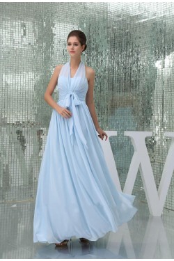 A-Line Halter Long Blue Chiffon Bridesmaid Dresses/Wedding Party Dresses BD010432