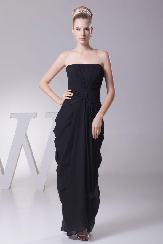 Sheath/Column Strapless Black Floor-Length Chiffon Bridesmaid Dresses/Wedding Party Dresses BD010442 Sheath/Column Strapless Black Floor-Length Chiffon Bridesmaid Dresses/Wedding Party Dresses BD010442